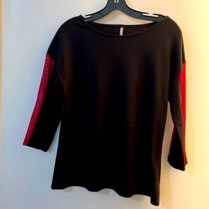 Black top with sheer arms